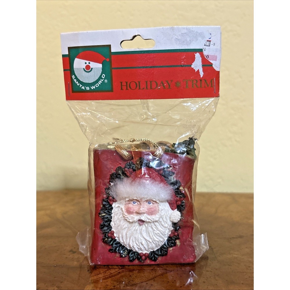 VTG  Kurt Adler Santa Head Gift bag Christmas Ornaments Dead Stock New
